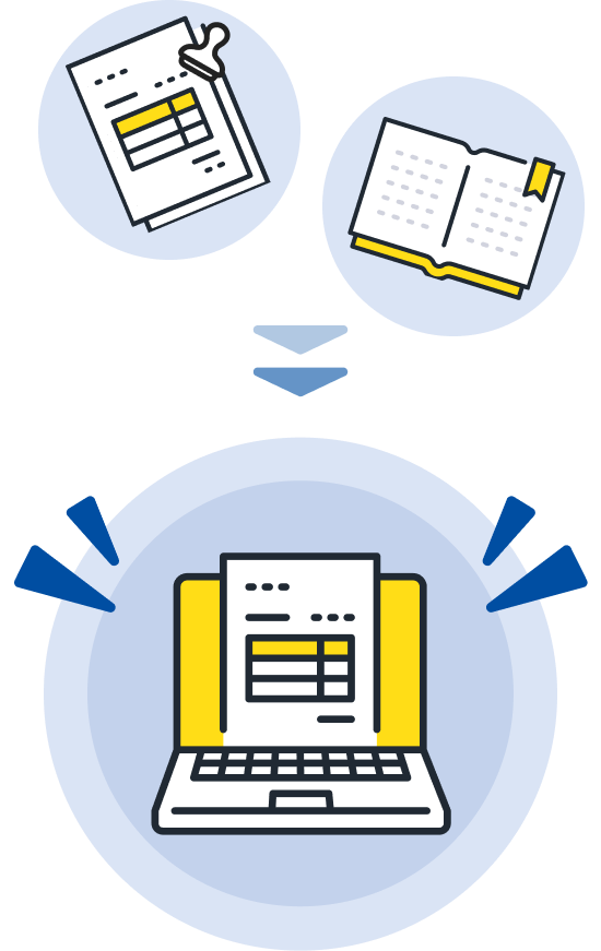 書類を電子化してる図
